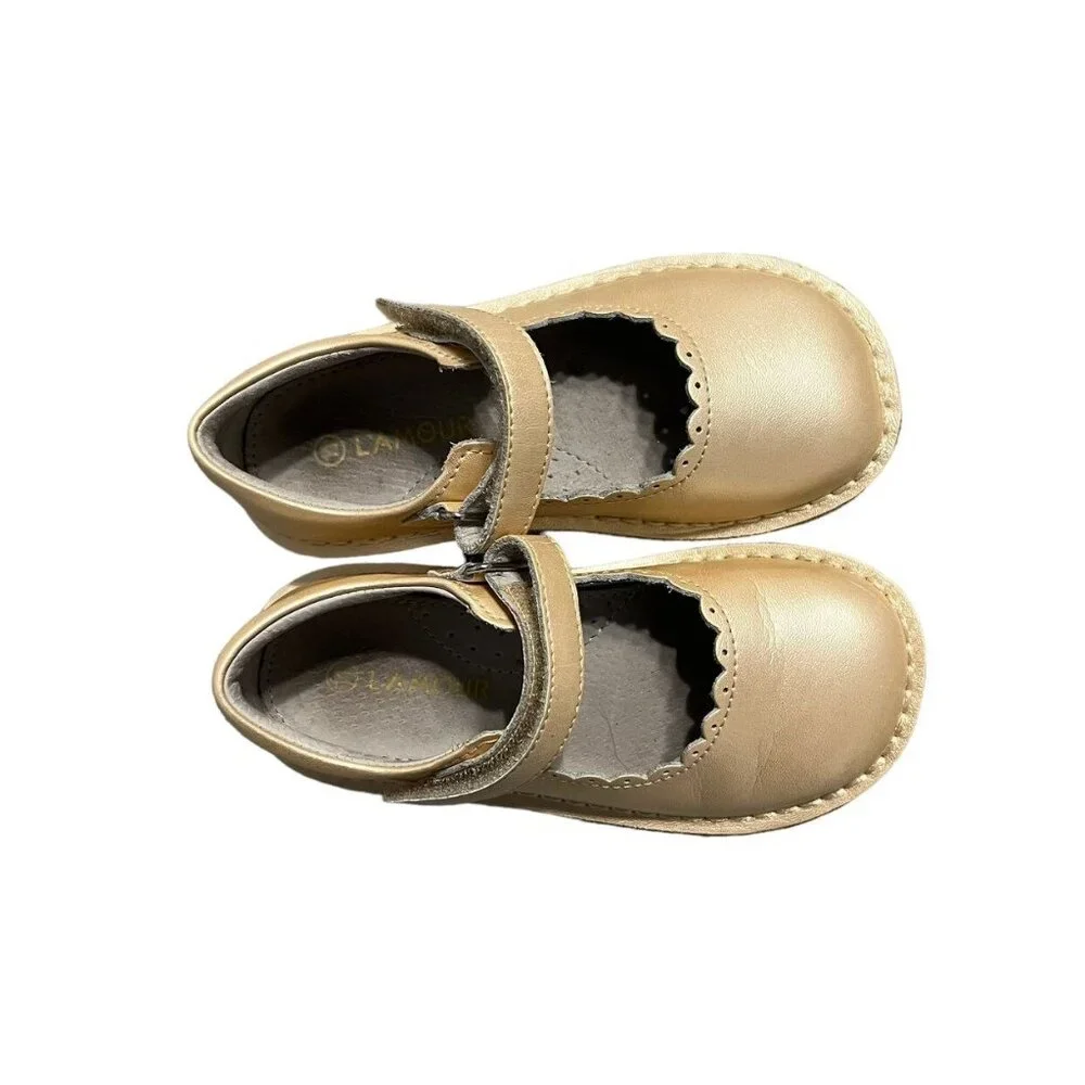 L'Amour Sz 11 Champagne Leather Mary Jane Dress Shoes